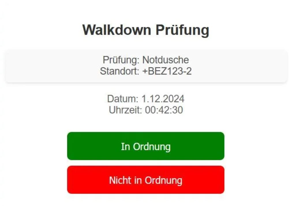 Walkdown Prüfmaske mit QR-Code